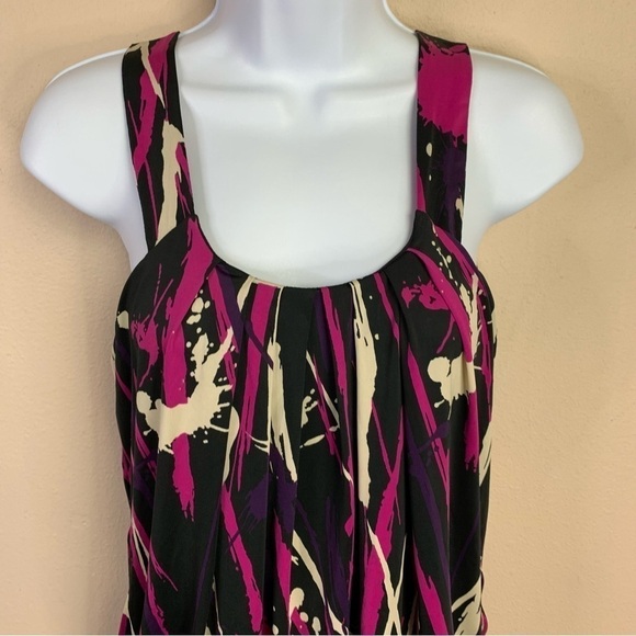 Small Black Pink Beige Paint Splatter Dress Sleeveless Stretch Party Cocktail - Picture 3 of 8